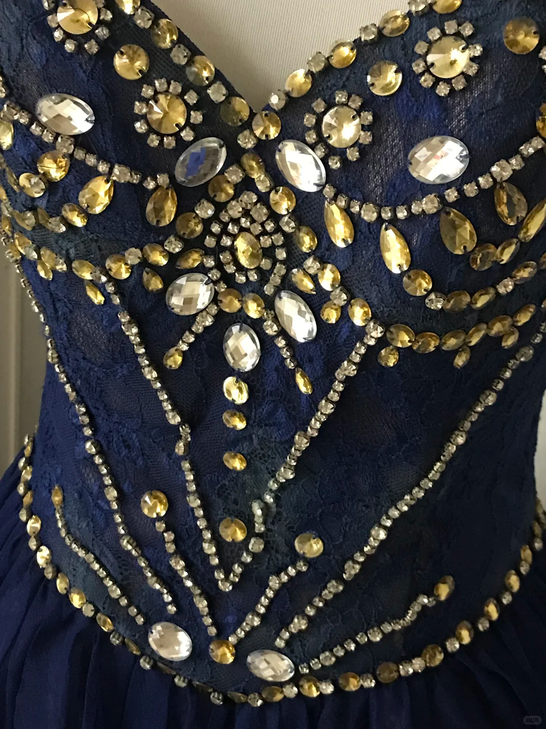 Vintage Navy Blue Lace Beaded A Line Homecoming Dress Birthday Dress S545