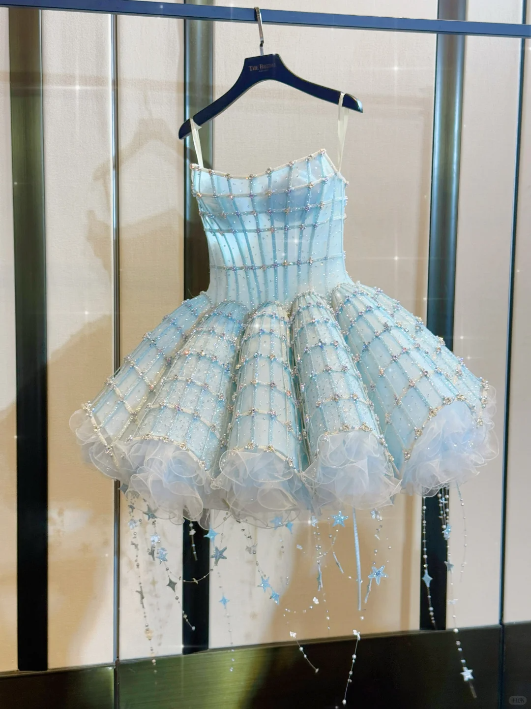 Fantasy Blue Tulle Beaded Short Birthday Dress A Line Homecoming Dress S357