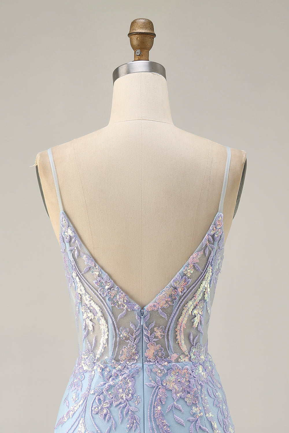 Blue Appliqued Homecoming Dress with Sequins