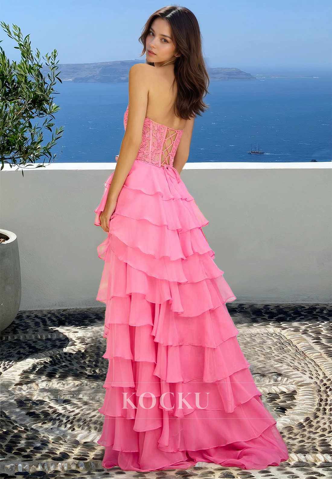 Vintage A-Line Sweetheart Sleeveless Side Slit Appliques Lace Pleats Prom Evening Dress with Beads