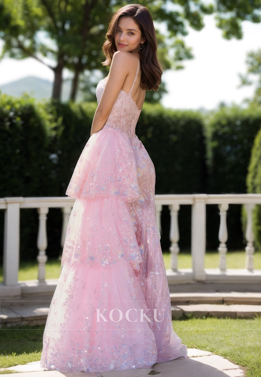 Vintage Sweetheart A-Line Sparkly Appliques Lace Evening Party Dress with Slit