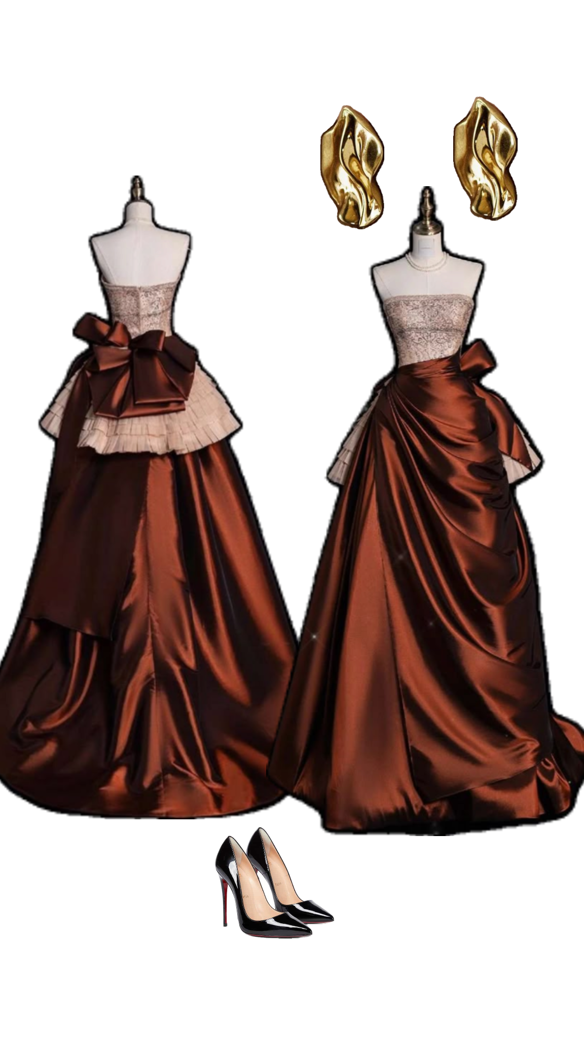 Vintage Strapless Satin Beaded A Line Evening Dress Prom Gown S194