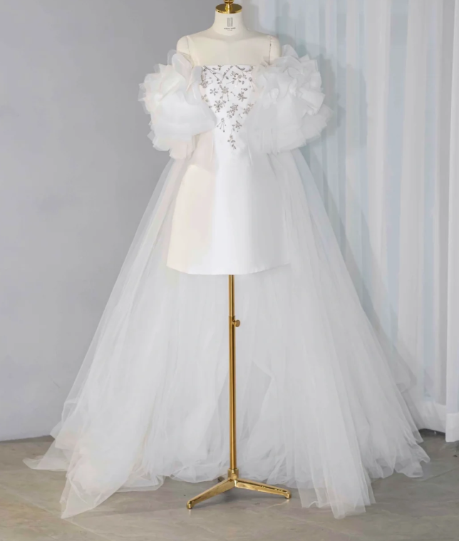 Classy Strapless White A Line Homecoming Dress Mini Party Dress S303
