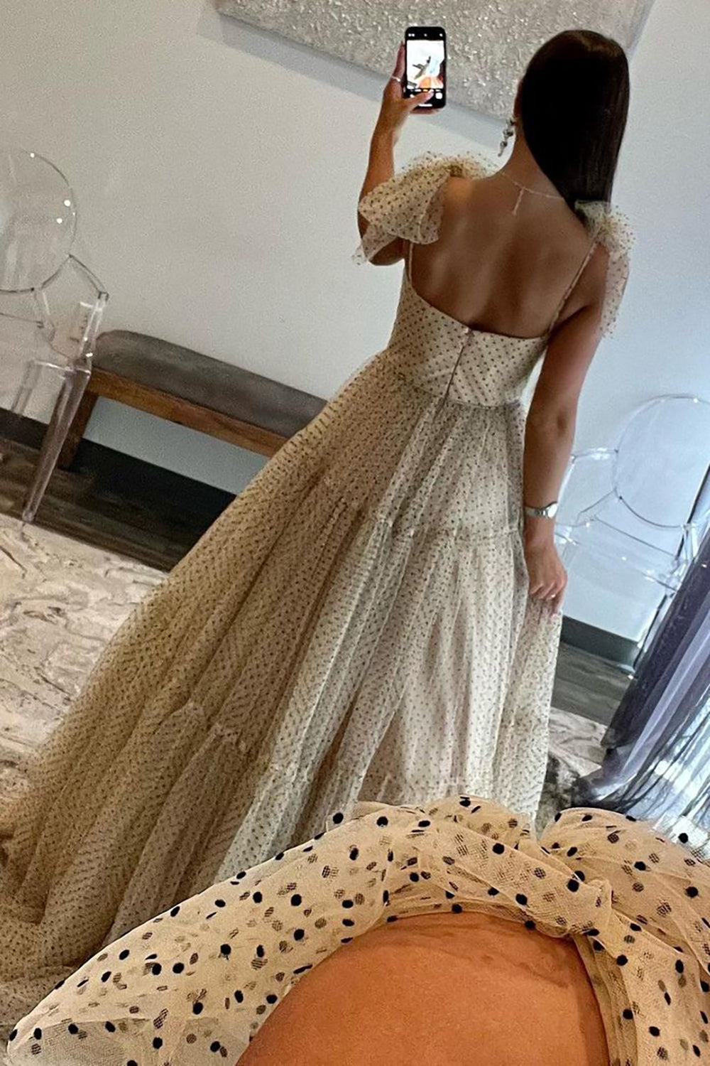 Stunning A-Line Tie Straps Zipper Back Long Tulle Prom Dress - Fashionpara
