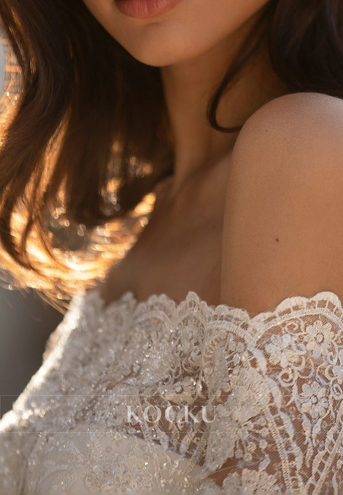 Elegant Off - Shoulder Lace Illusion Long Sleeve Mermaid Wedding Dress