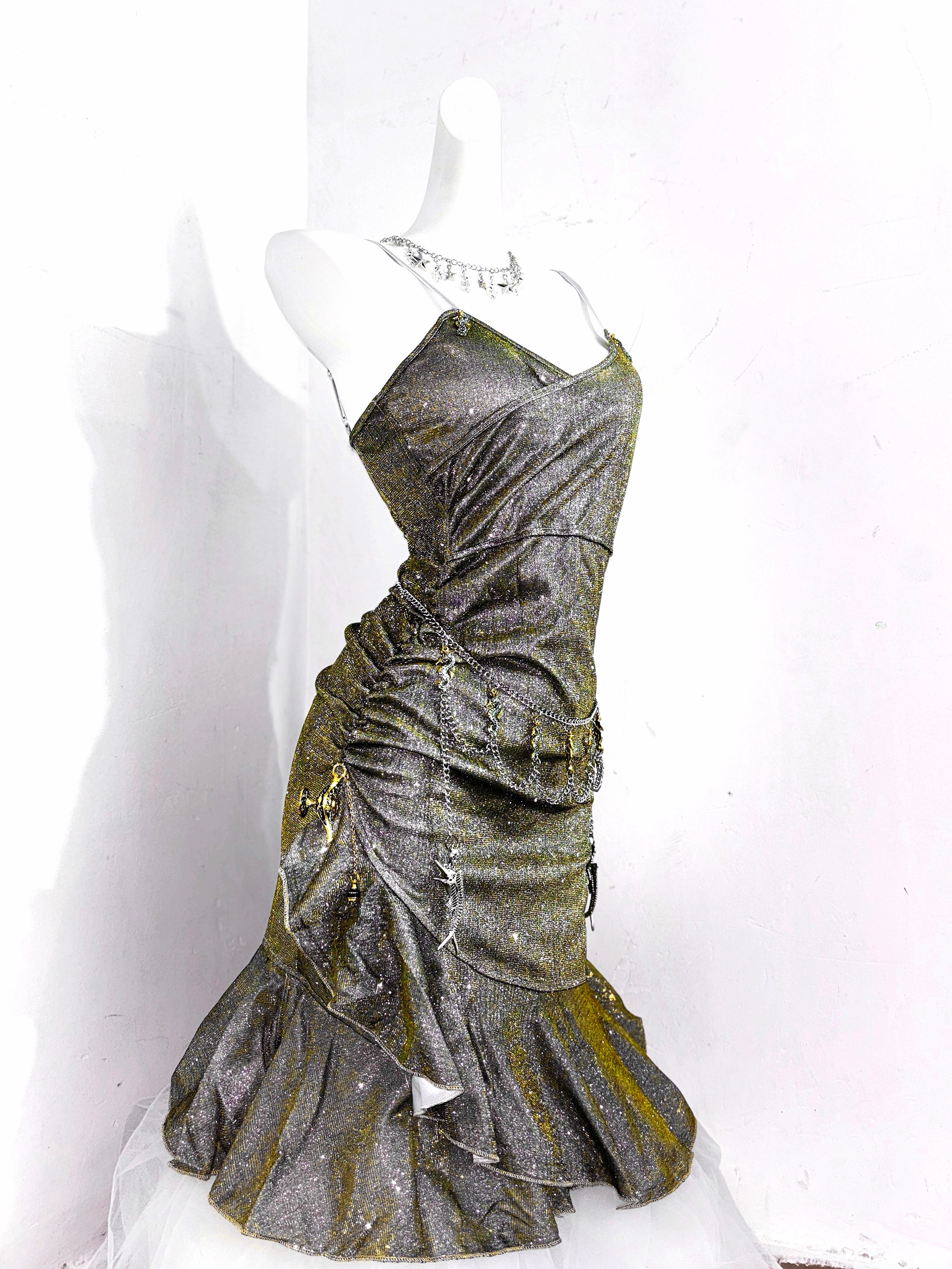 Vintage Green Spaghetti Straps Ruffle Short Homecoming Dress Birthday Outfits S609