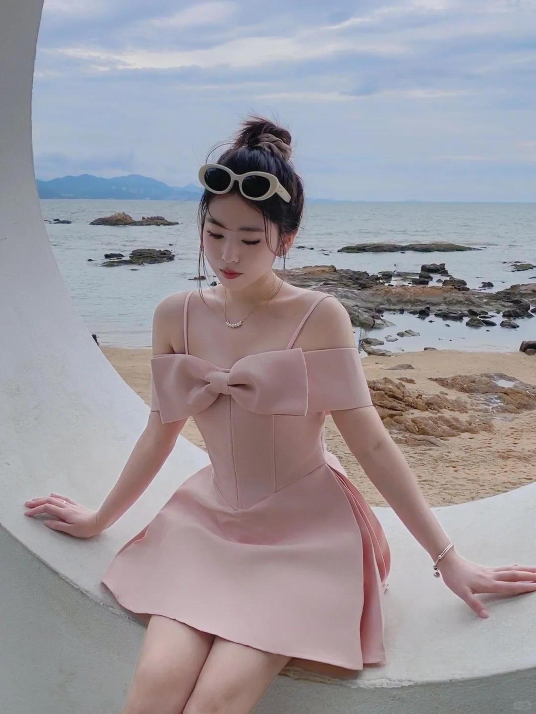 Simple Pink Satin A Line Vacation Dress Birthday Dress Homecoming Dress S320