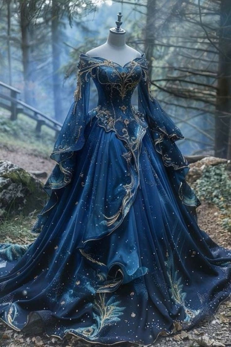 A Line Princess Tulle Off Shoulder Long Prom Dress, Vintage Evening Dress