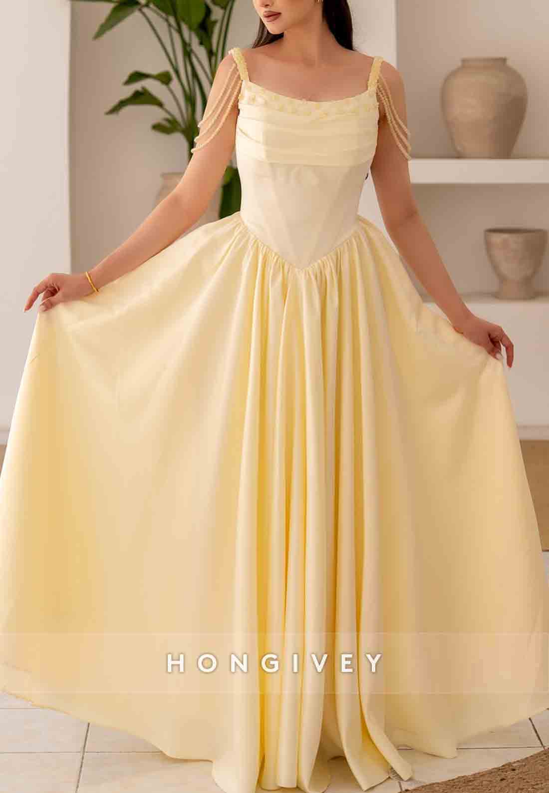 A-Line Crisscross Back Pleated Sleeveless Floor-Length Regular Straps Evening Gowns