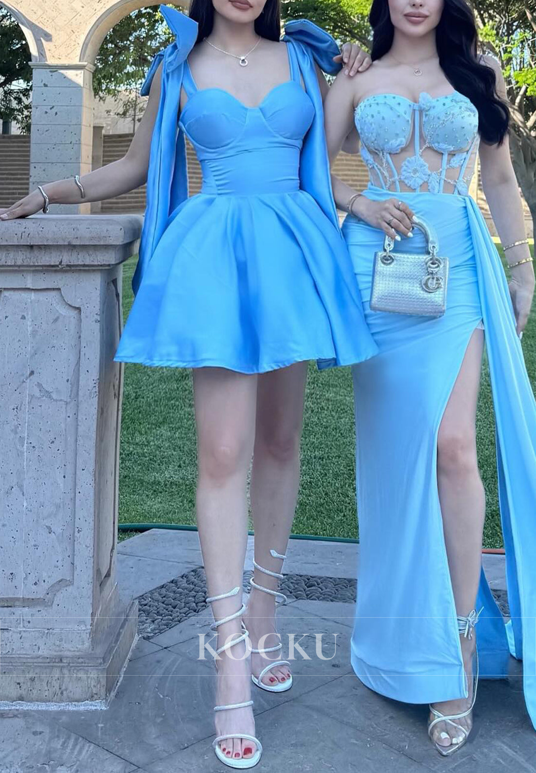 A-Line Bowknot Sweetheart Pleated Short Homecoming Dresses