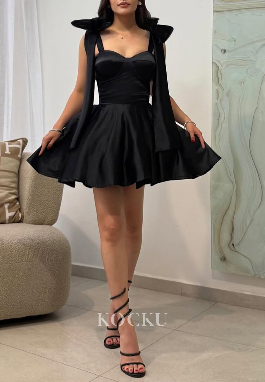 A-Line Bowknot Sweetheart Pleated Short Homecoming Dresses