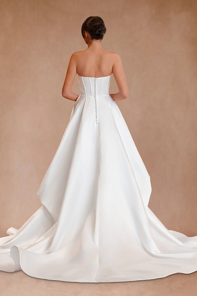 Lenny | White Strapless Satin A-Line Wedding Dresses
