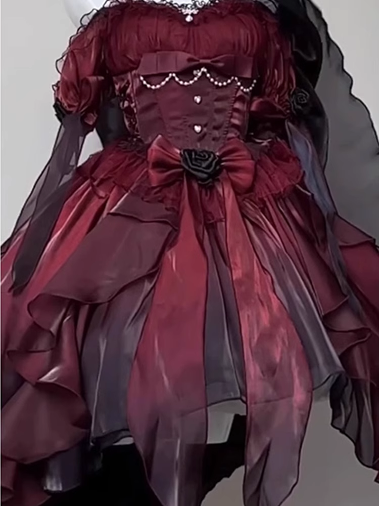 Chic High Low Halter Burgundy Organza Party Dresses Birthday Outfits