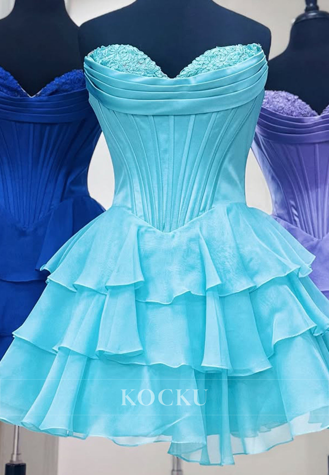 A-Line Sweetheart Strapless Pleated Homecoming Dresses