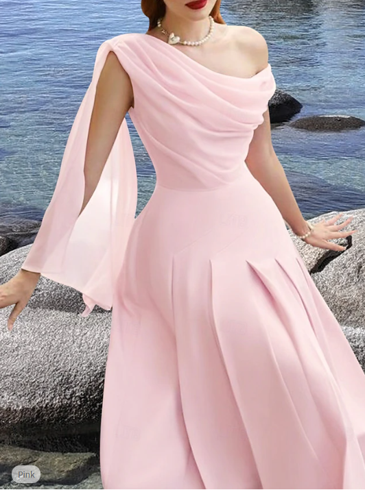 A-Line Cocktail Dresses Elegant Dress Wedding Guest Tea Length Sleeveless Cowl Neck Chiffon Prom Party Dress fg7773