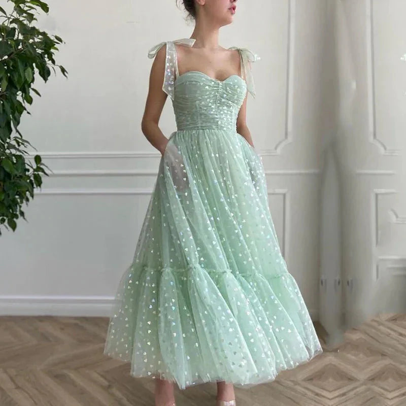 Green Shiny Sequins Midi Homecoming Dress Party Dress Prom Dress
