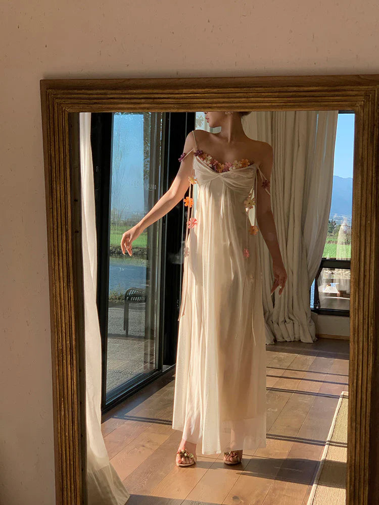 Bohemian Long Beach Dress for Women, Chic and Elegant Outfit with Spaghetti Straps, Princess Evening Gowns fg6985