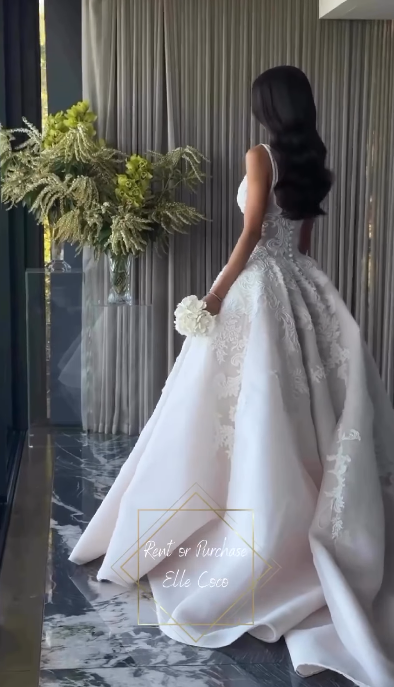 Pretty Wedding Dress Ball Gown Square Neck Lace White Wedding Dresses Bridal Gowns