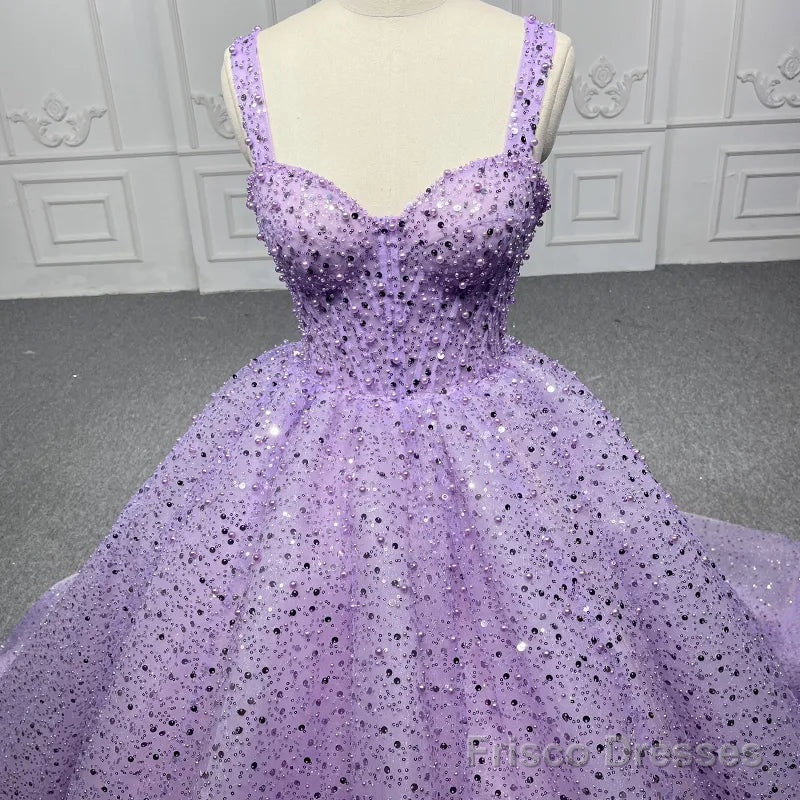 Purple Sweetheart Sequined Evening Party Dress