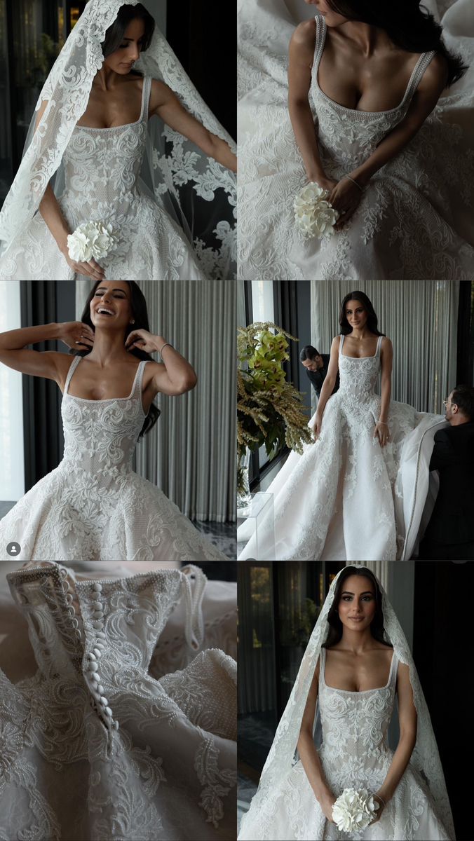 Rustic Wedding Dress Ball Gown Square Neck White Lace Tulle Long Wedding Dresses Summer Brides Dress Bridal Gowns