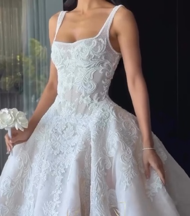 Rustic Wedding Dress Ball Gown Square Neck White Lace Tulle Long Wedding Dresses Summer Brides Dress Bridal Gowns