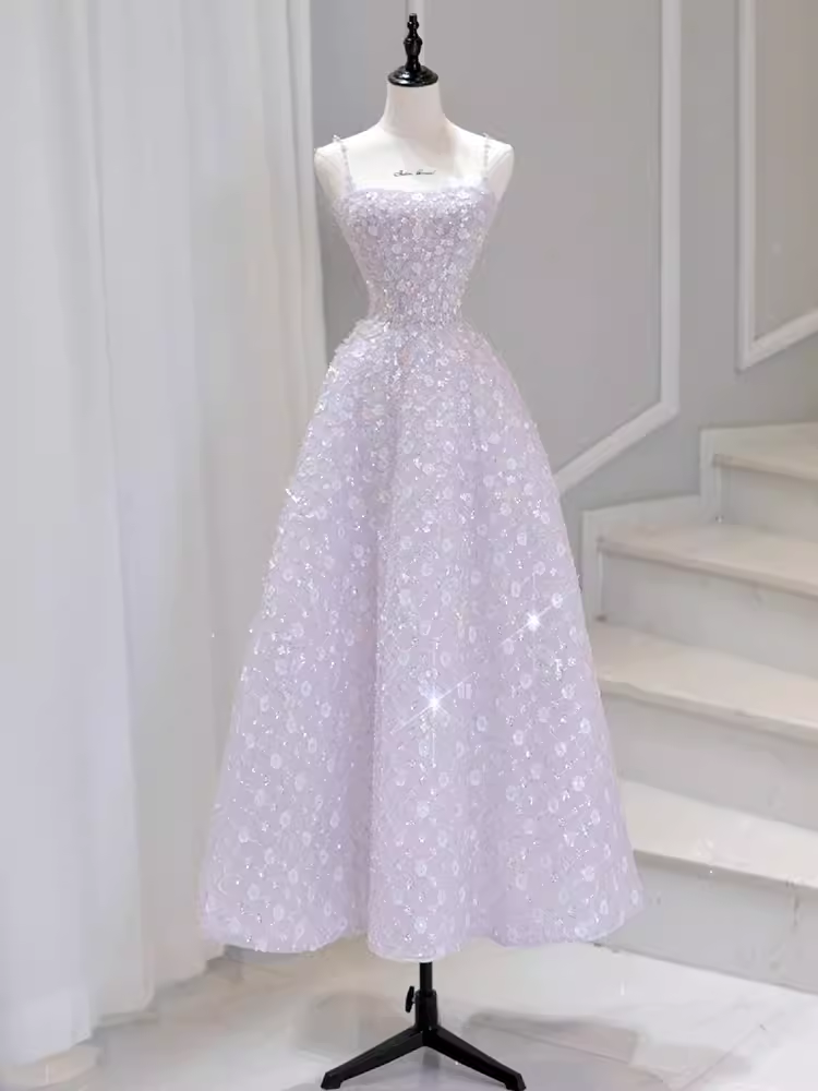 Sexy A Line Sleeveless Pink Floral Long Prom Dress