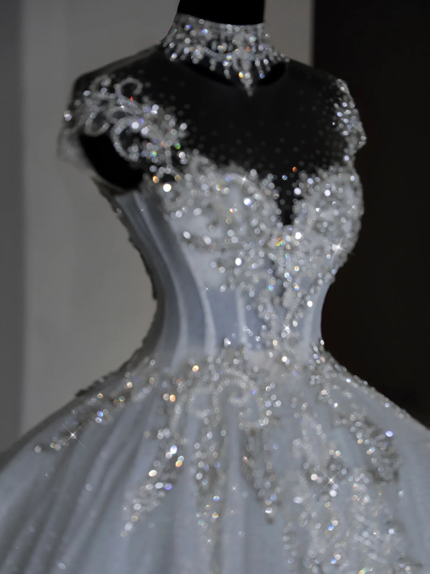 Unique Bridal Dress Ball Gown Scoop White Sequin Long Wedding Dresses Luxury Bride Dress Bridal Gowns