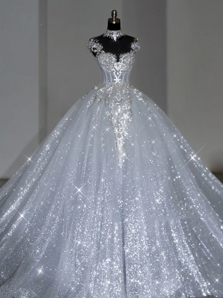 Unique Bridal Dress Ball Gown Scoop White Sequin Long Wedding Dresses Luxury Bride Dress Bridal Gowns