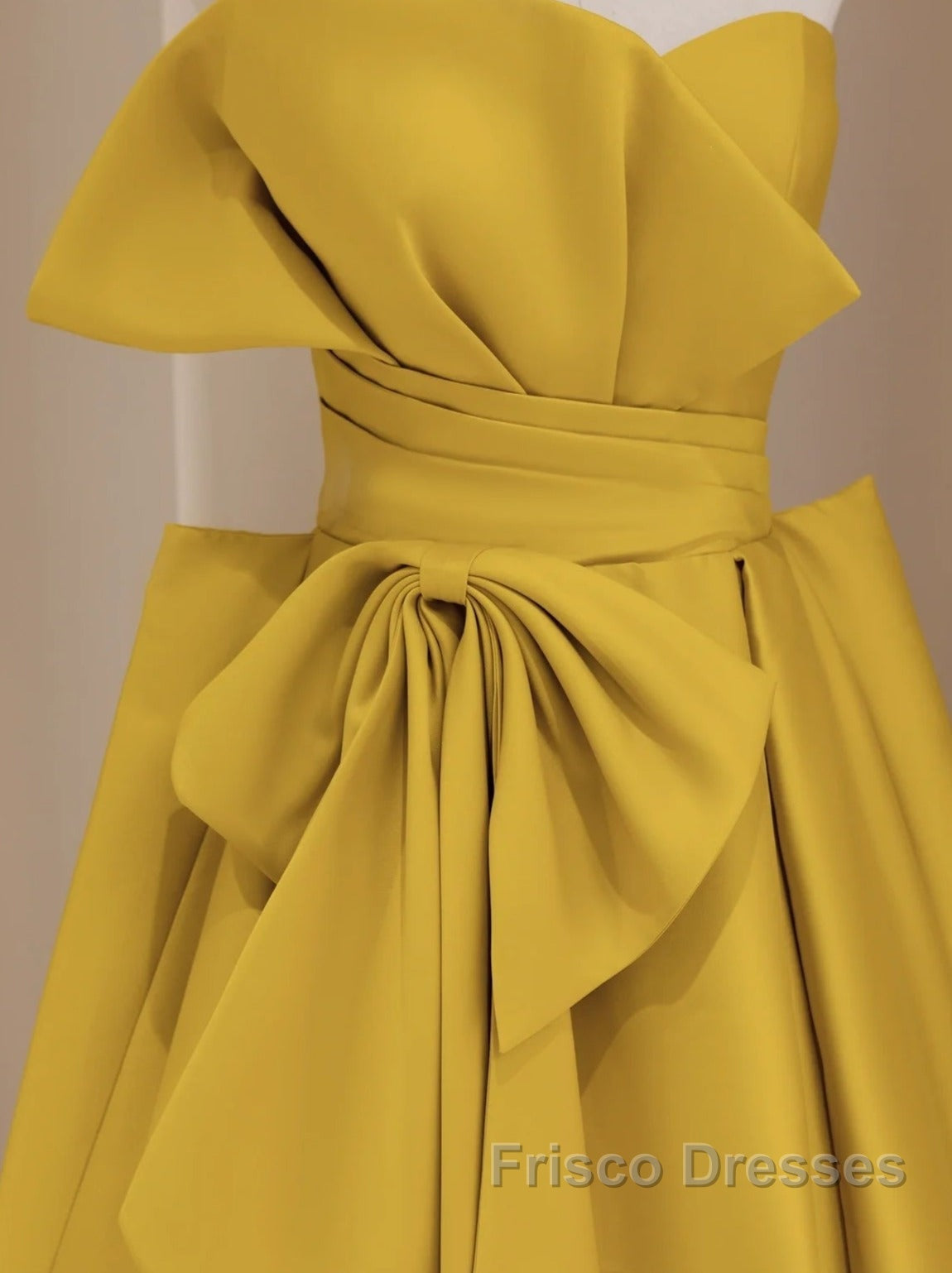Yellow Satin Long Formal Prom Dress, Yellow Evening Dress