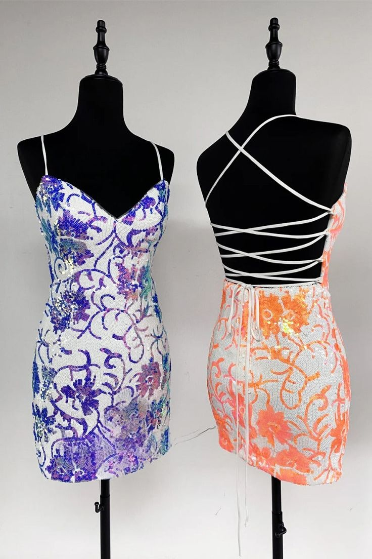 Stylish Sheath Spaghetti Straps Pink Sequins Short Homecoming Dress 16th Birthday Outfits D005