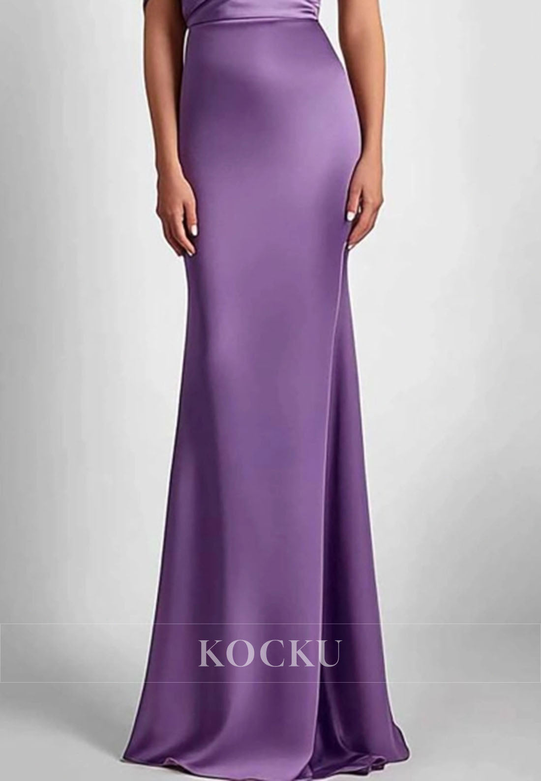 Layered Satin Wedding Guest Dress Asymmetrical Neck Sheath Long Formal Gowns