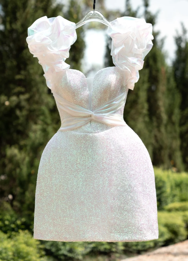 Charming Sweetheart Neck Sequin Short Birthday Outfits Light Pink Graduation Homecoming Dress  S551