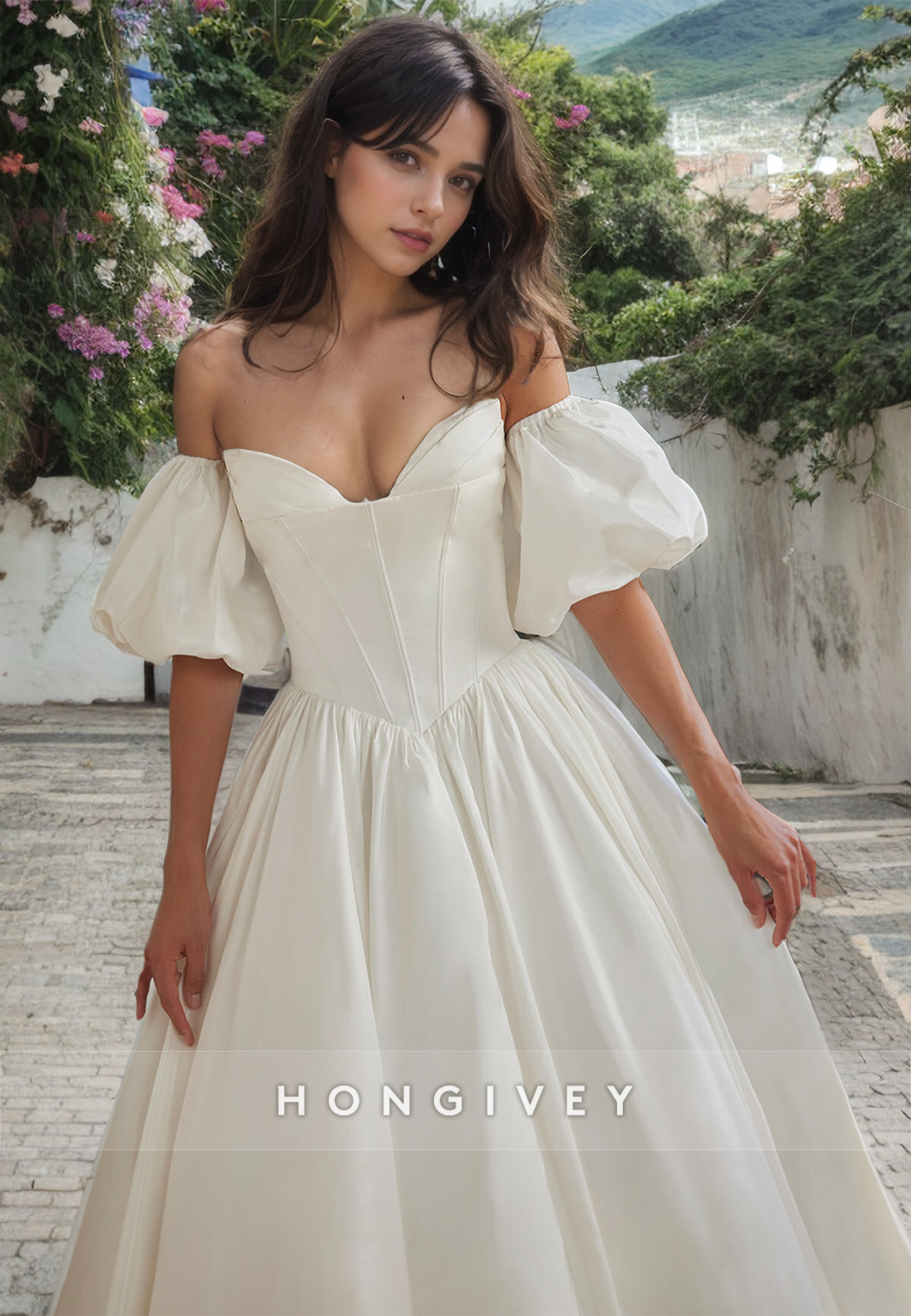 Popular Satin Empire A-Line Sweetheart With Train Long Beach Wedding Dress