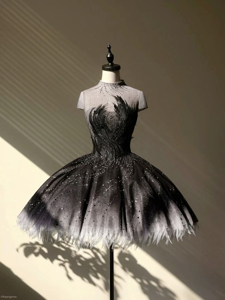 Vintage Black Tulle Sequin A Line Homecoming Dress Formal 20th Birthday Outfits D040