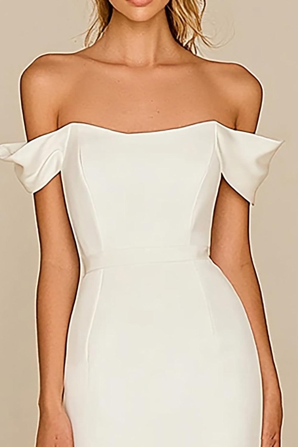 Simple White Off The Shoulder Mermaid Long Wedding Dress