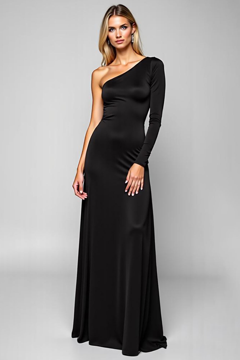Black One Shoulder Long Formal Dress