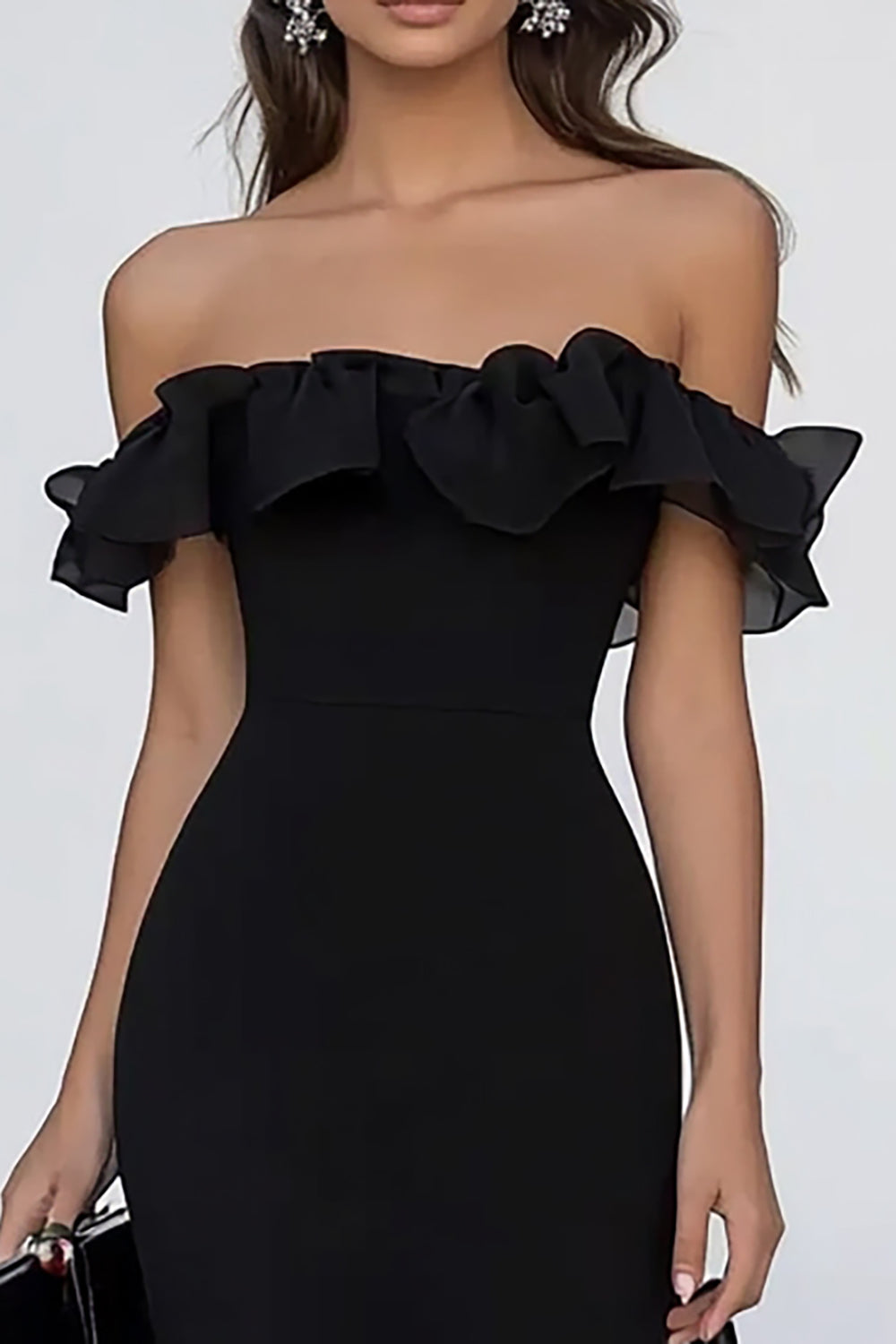 Black Off the Shoulder Long Formal Dress