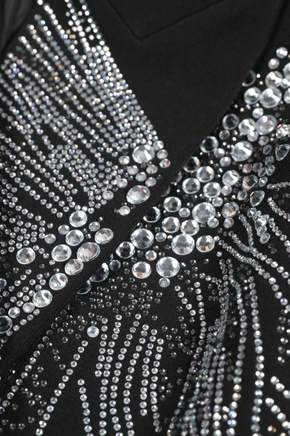 Sparkly Black Peak Lapel Double Breasted Women Prom Blazer with Beading