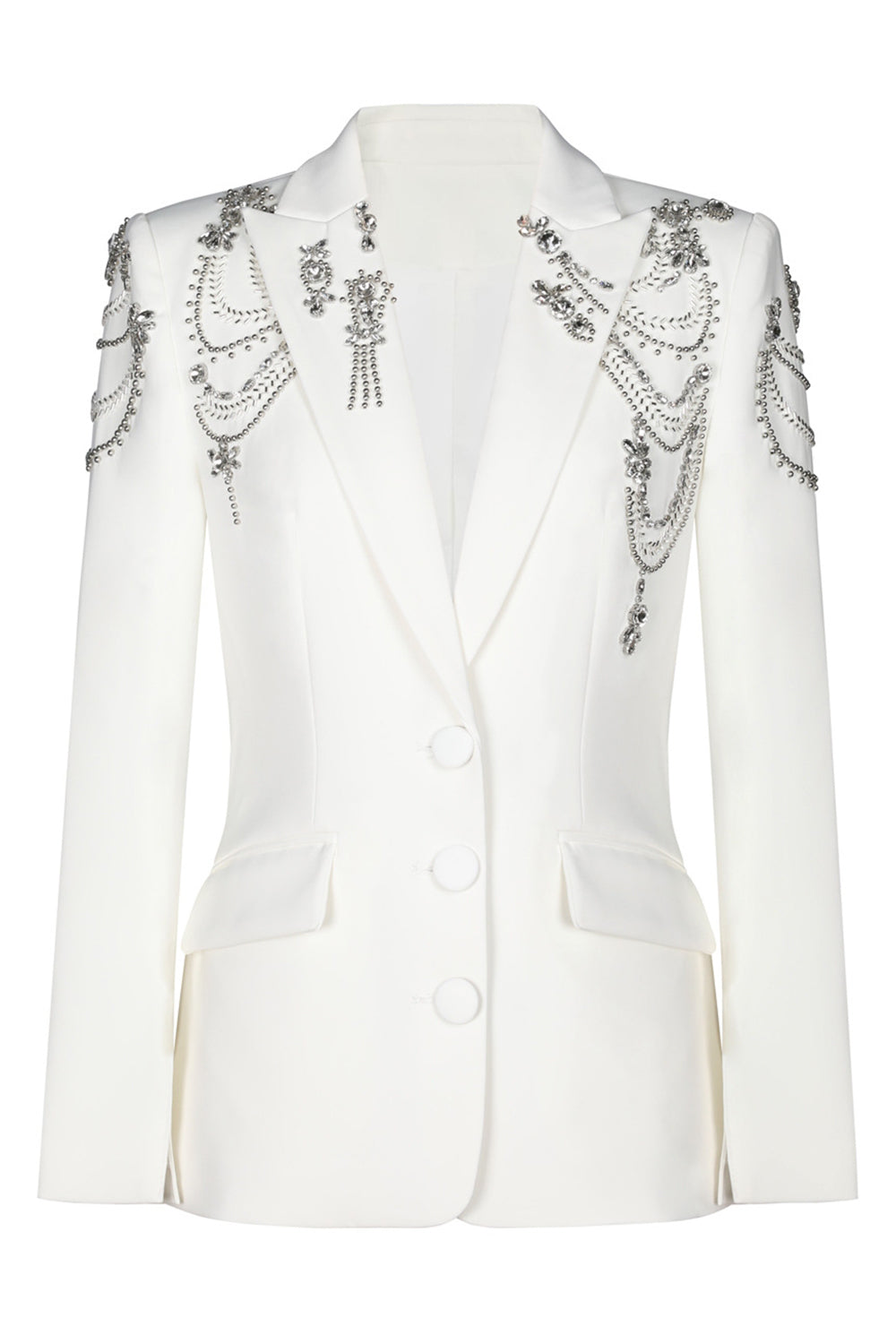 Sparkly Black Peak Lapel Single Breasted Women Prom Blazer with Rhinestones