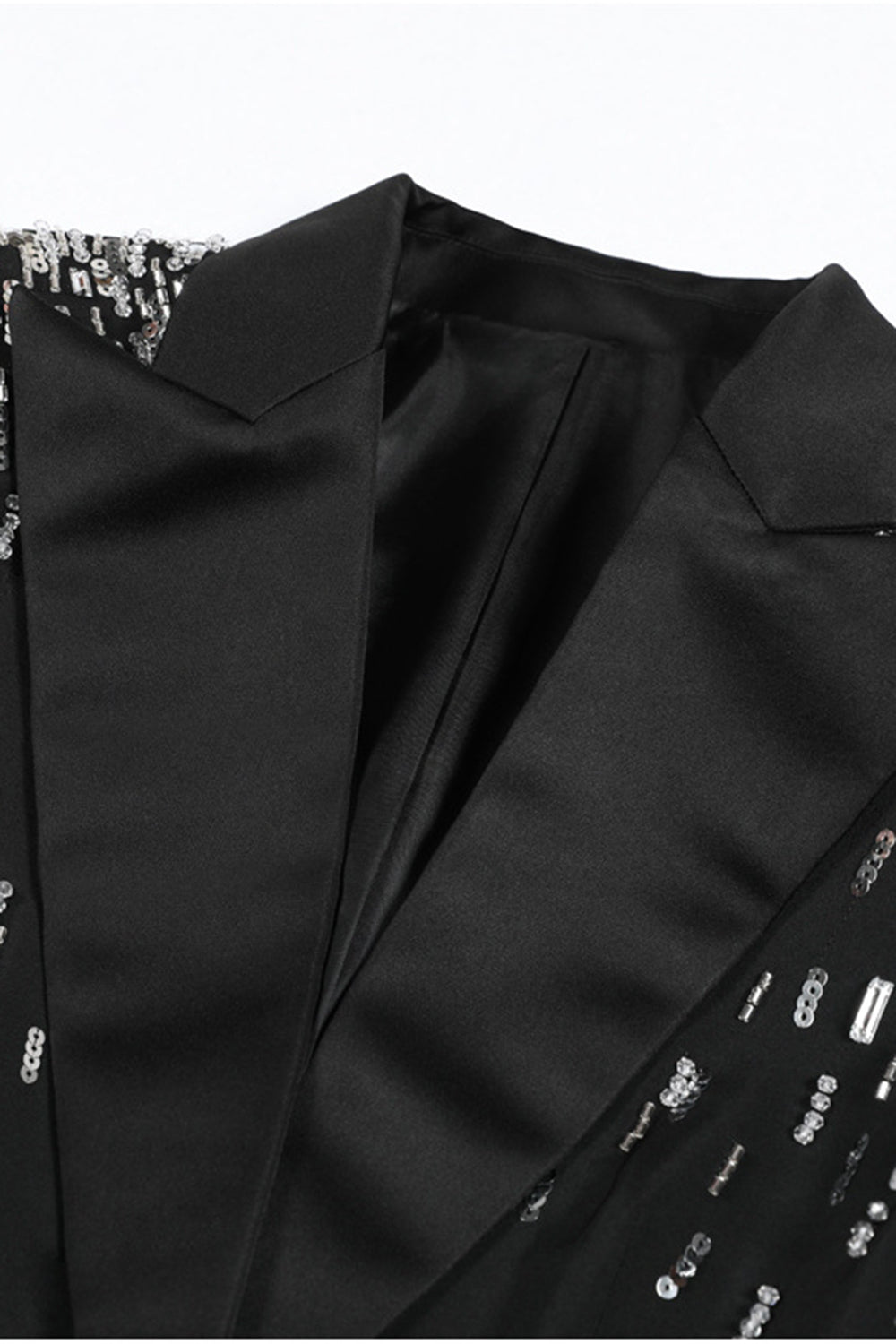 White Peak Lapel Single Breasted Women Prom Blazer with Sequins
