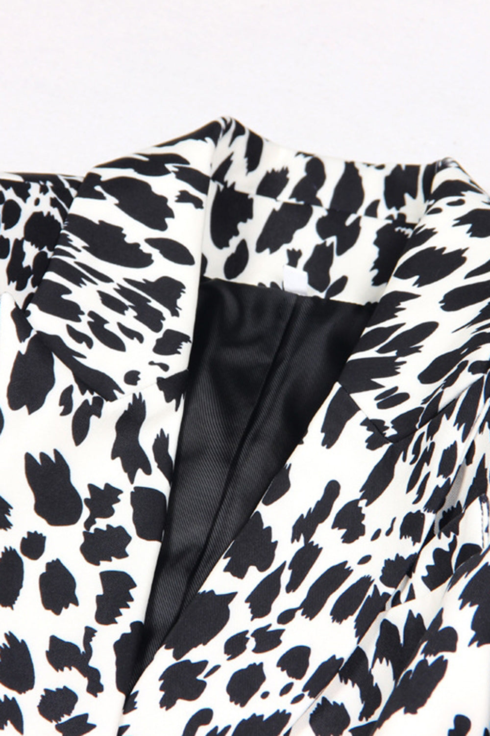 Black Leopard Print Satin Peak Lapel Women Prom Blazer