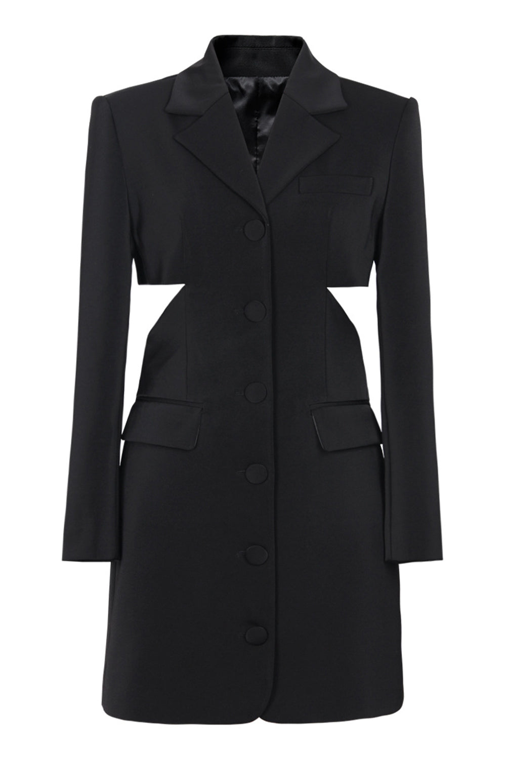 Black Notched Lapel Cut Out Women Prom Suits with Bow