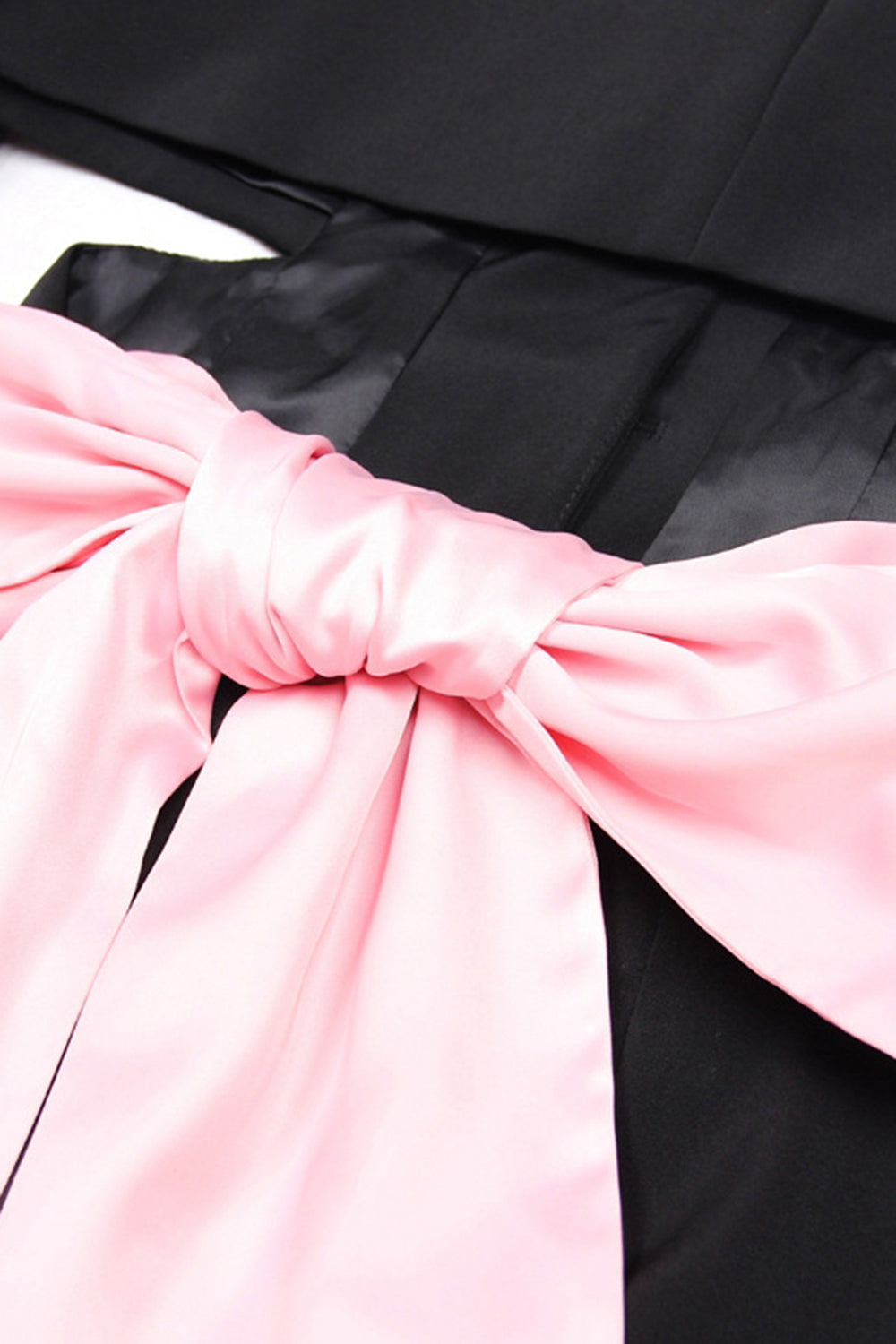 Black Notched Lapel Cut Out Women Prom Suits with Bow