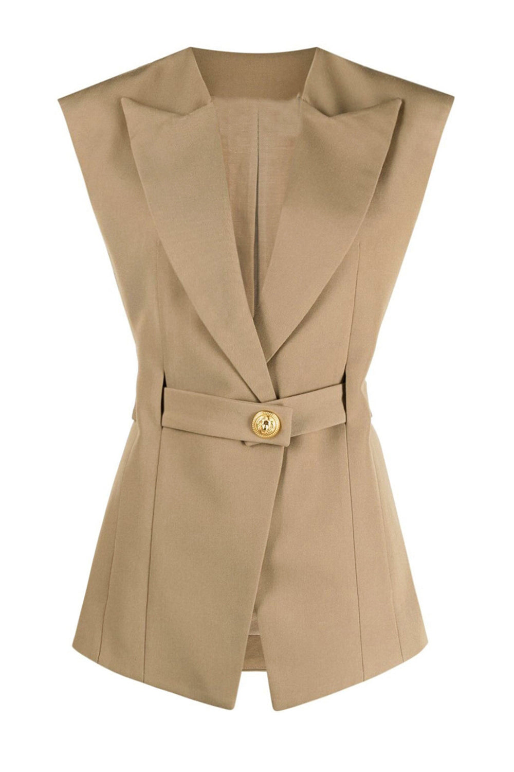 White Peak Lapel Sleeveless Satin Women Blazer