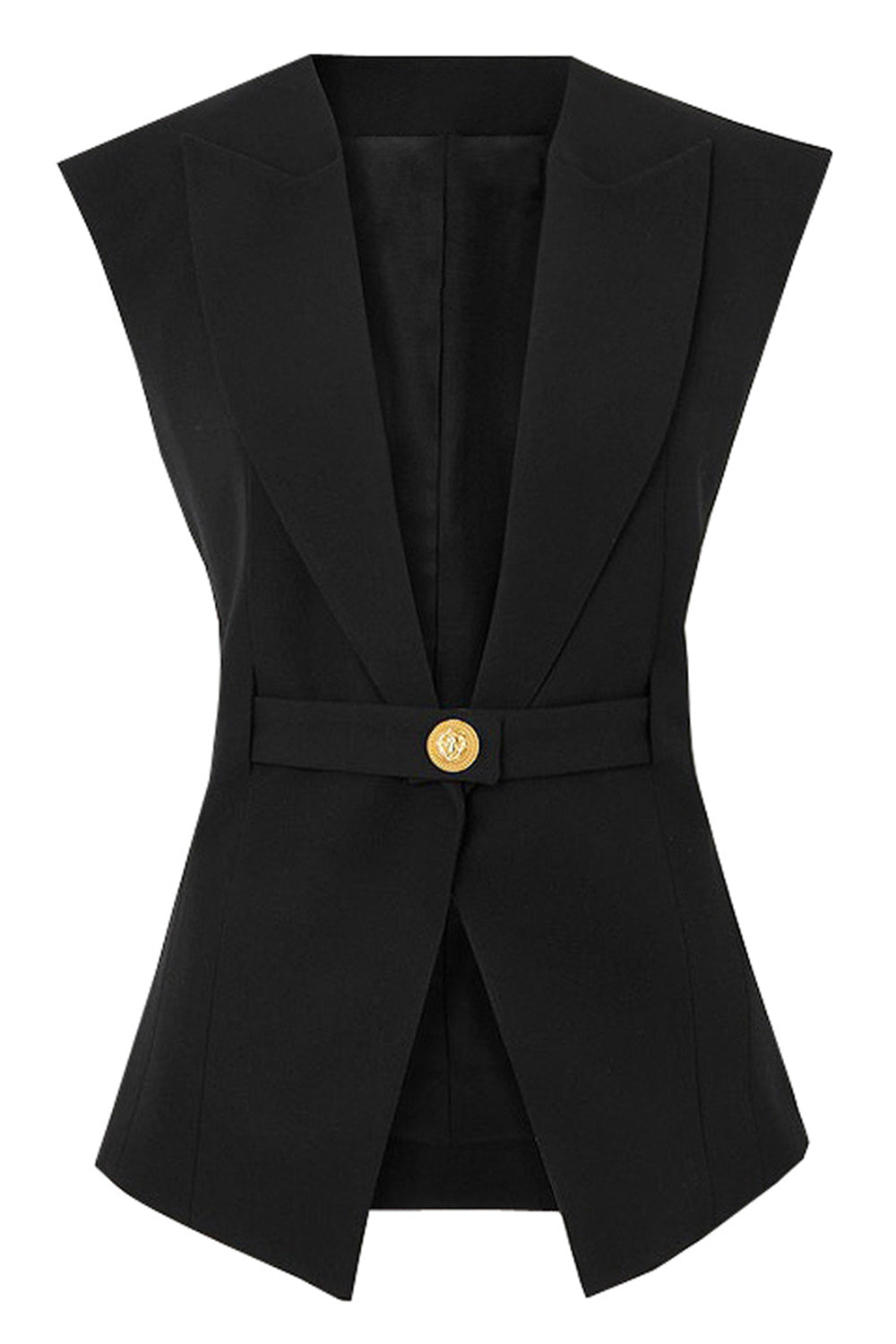 White Peak Lapel Sleeveless Satin Women Blazer