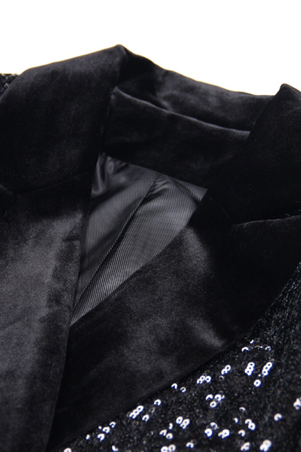 Sparkly Black Sequins Peak Lapel Double Breasted Women Prom Blazer