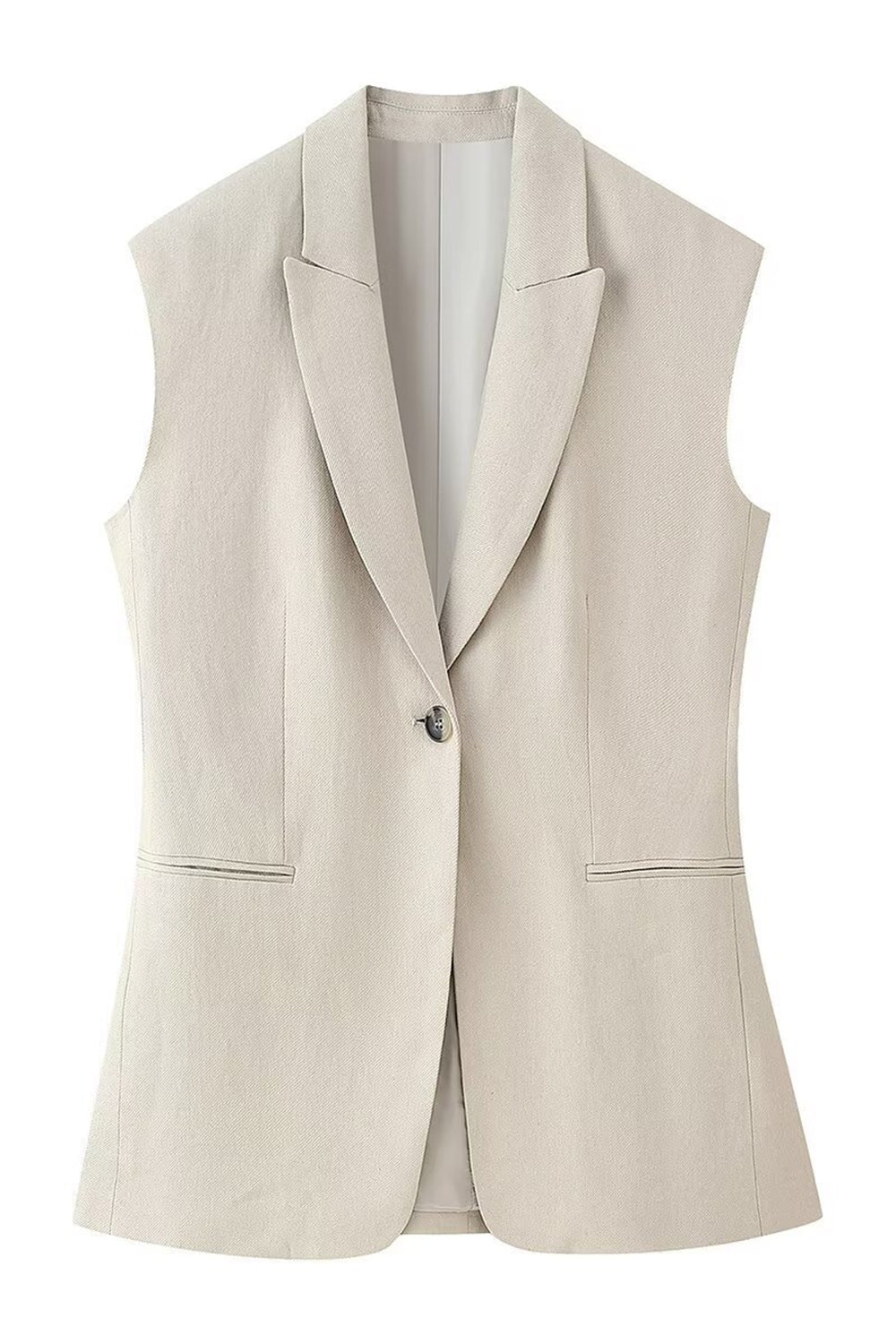 Khaki 2-Piece Peak Lapel Sleeveless Women Prom Suits