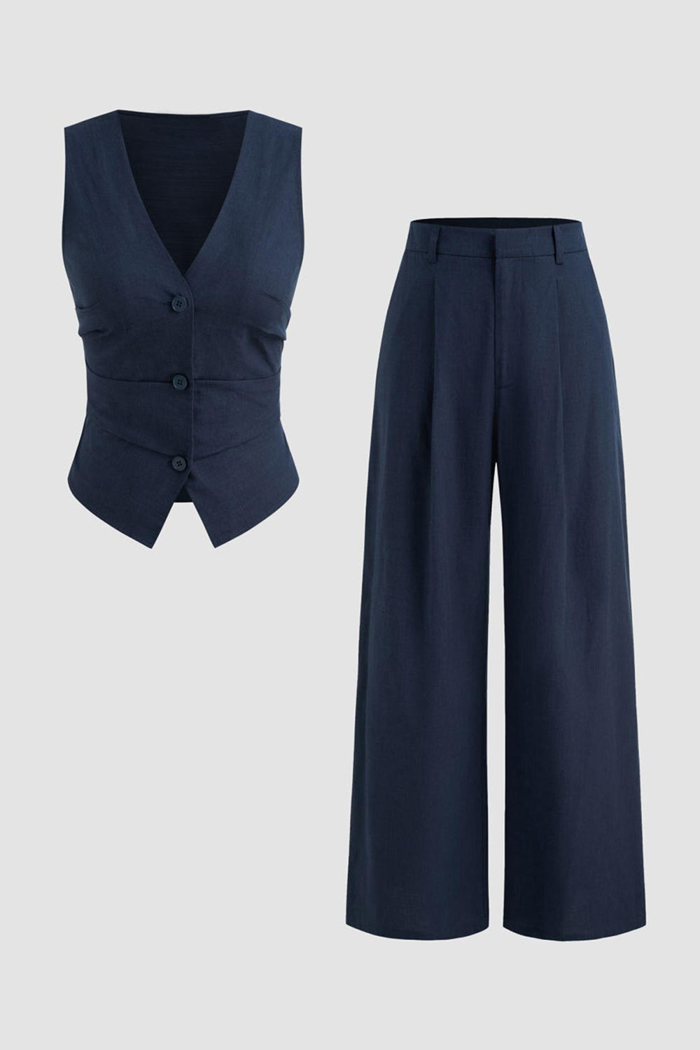 Navy 2-Piece Satin Sleeveless Women Prom Suits