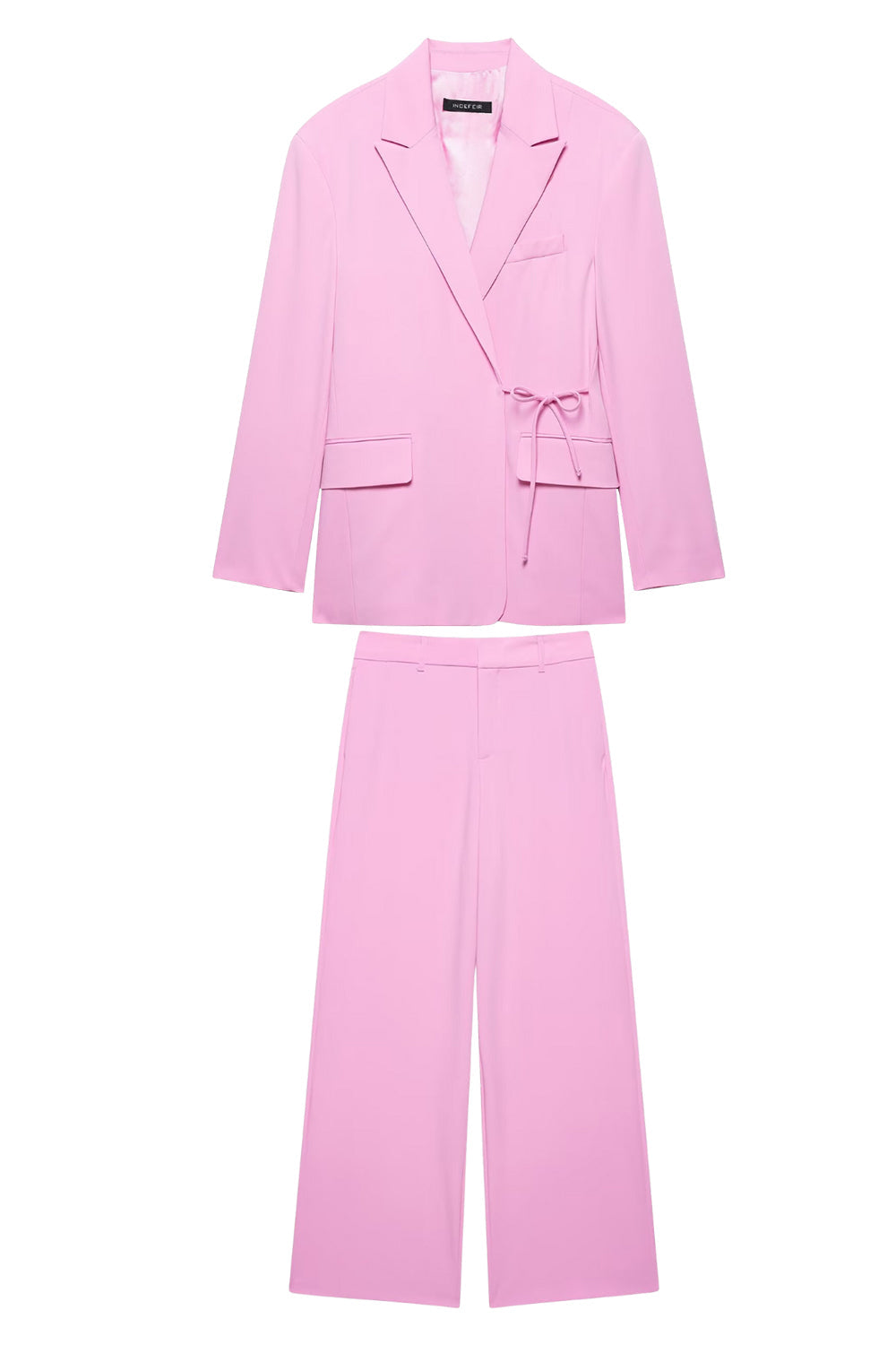 Pink 2 Piece Peak Lapel Women Prom Suits with Strings