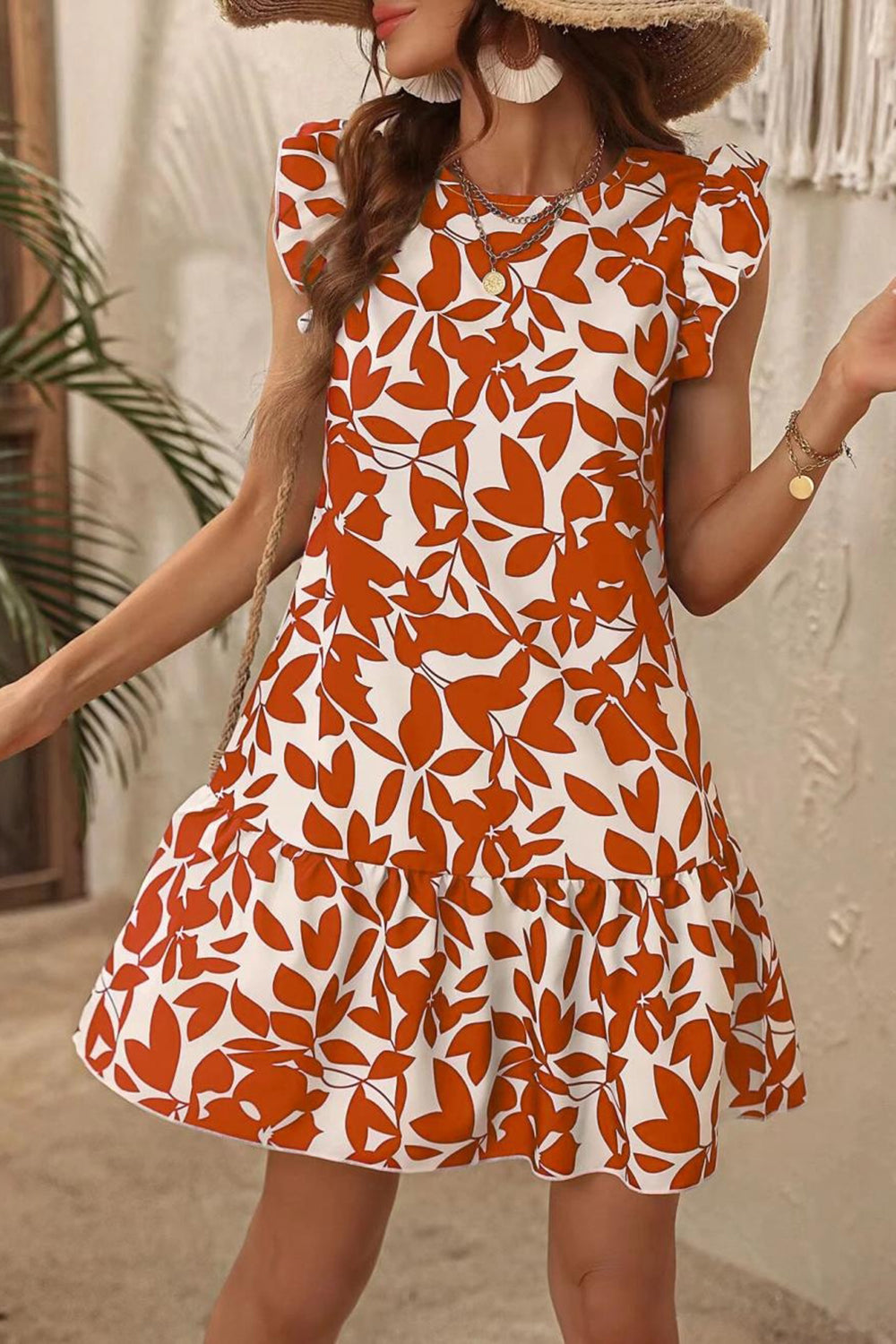 White and Blue Floral A Line Short Summer Dress